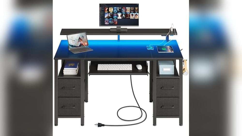 Home Office Desk With Keyboard Tray