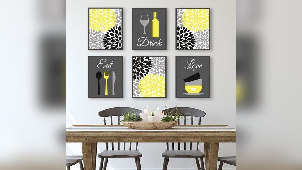 How to Decorate a Dining Grey And Yellow Dish Set