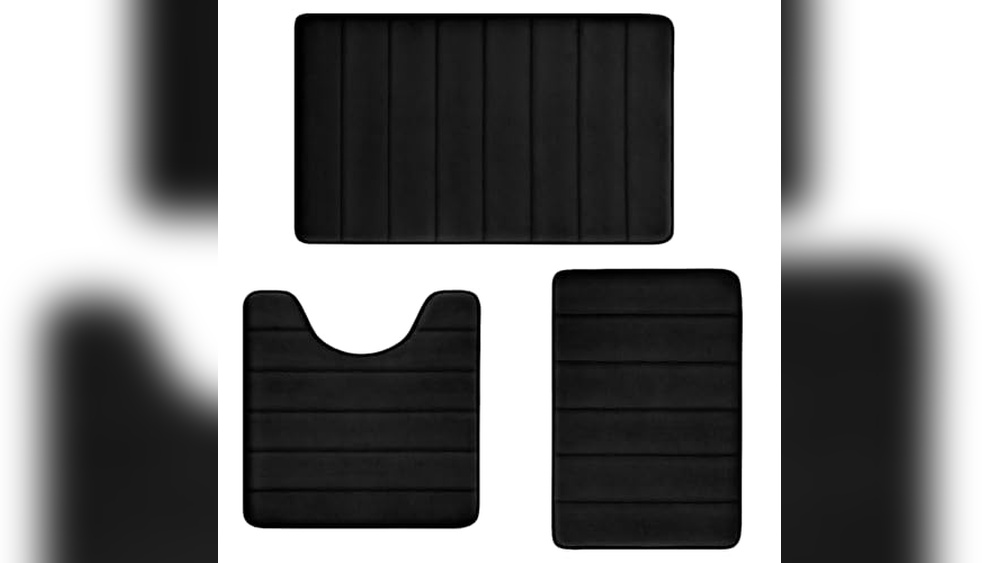 Black Bathroom Rug Set