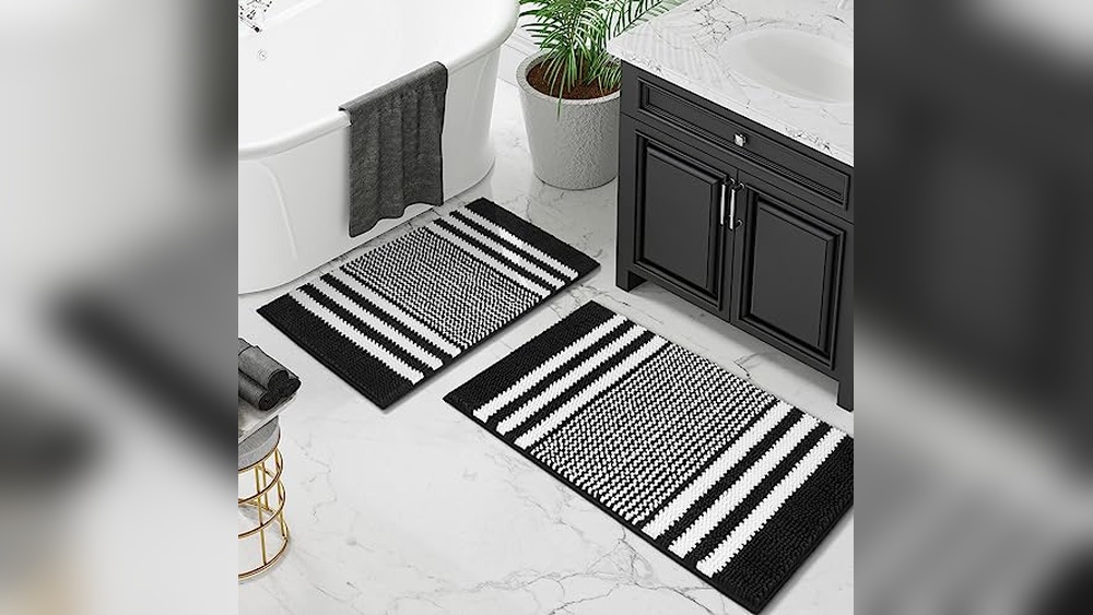 Black White Bathroom Rug