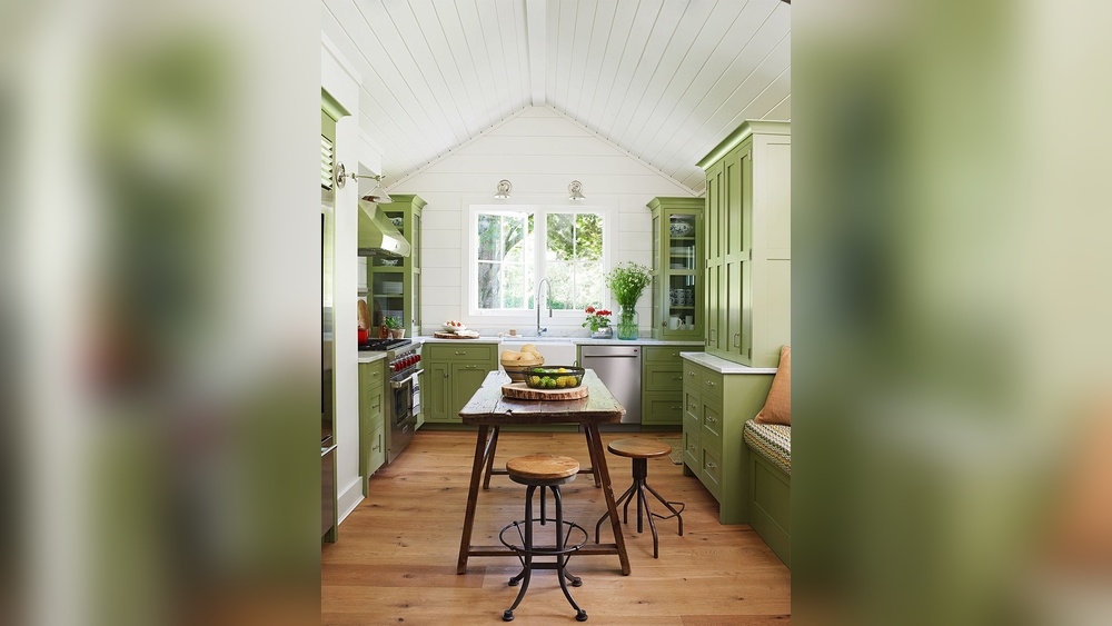 Country Kitchen With Ceiling Tile Centerpiece