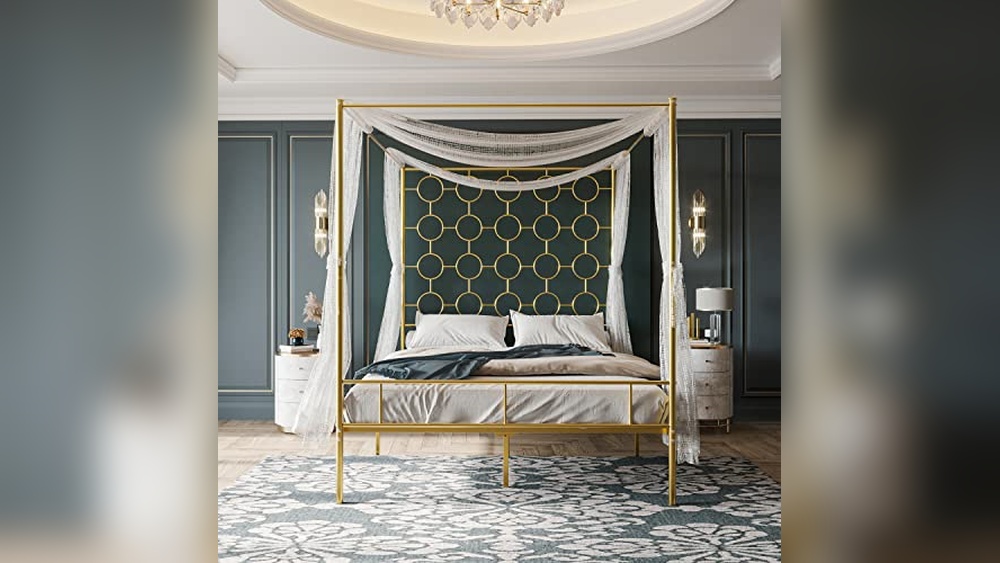 Gold Metal Canopy Bed
