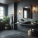 How to Decorate a Grey Bathroom With Brown Floors