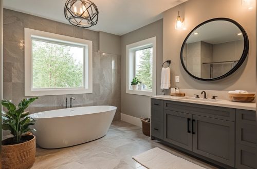 How to Decorate With Colors Grey And Beige in Bathroom