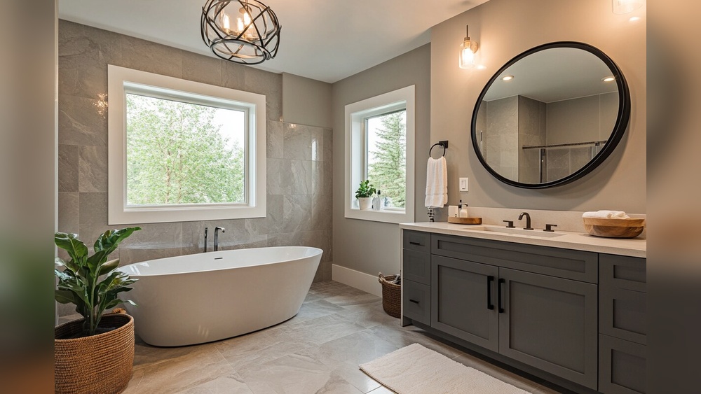 How to Decorate With Colors Grey And Beige in Bathroom