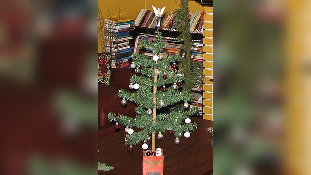 What were First Artificial Christmas Trees Made of