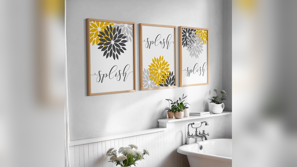 Yellow Grey Bathroom Decor